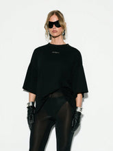 Oversized Logo Printed Metallic Detail Top